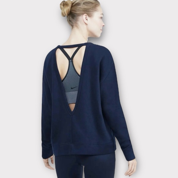 Nike Tops - Nike Womens Navy Blue Dry Versa Open Back Sweatshirt S plunge back sexy Dri-fit